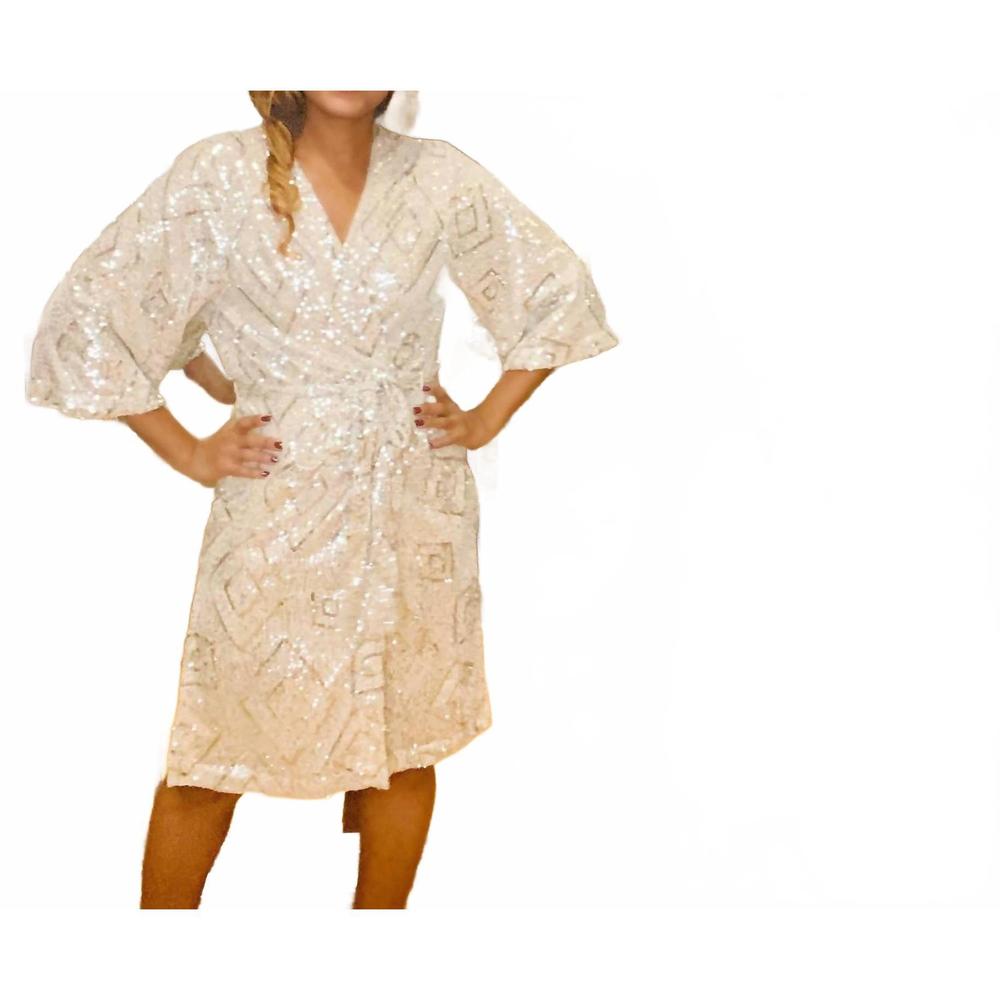 NEW SKIES ARE BLUE women's sequin duster in champagne